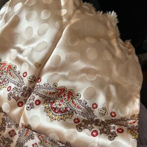 Vintage Paisley Satin Scarf with Red & Gold Paisley Border